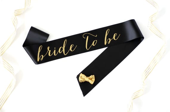 Black & Gold Glitter Bachelorette Sash