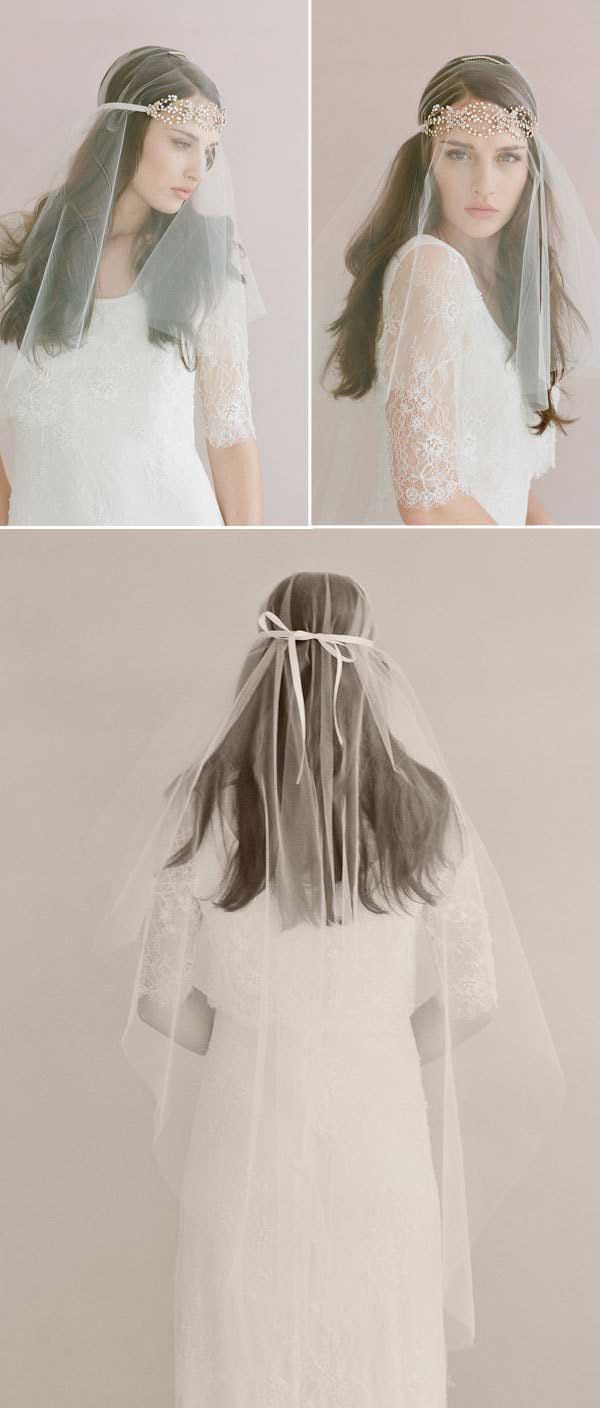Νυφικό χτένισμα με πέπλο: Forhead accessories & Veil